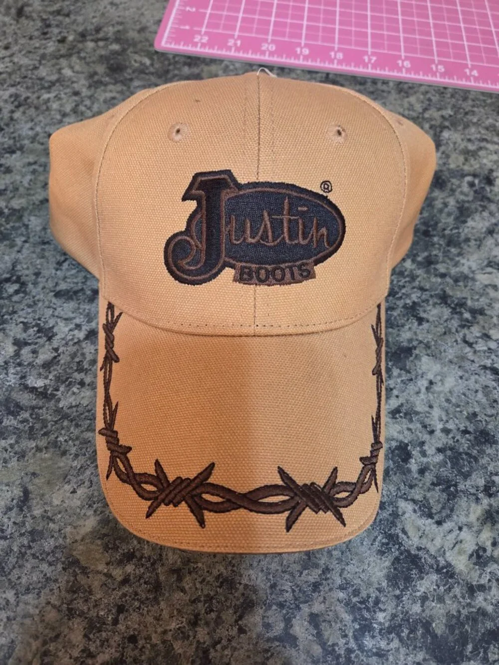 Justin Boots Hats Purple & Tan Barbed Wire & Bling Cap